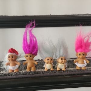 Vintage Mini Baby Lucky Troll Dolls with Colorful Hair